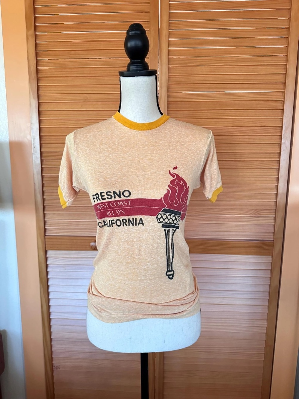 TRUE Vintage 1970s CHAMPION Ringer T-Shirt: Fresno Relays CALIFORNIA